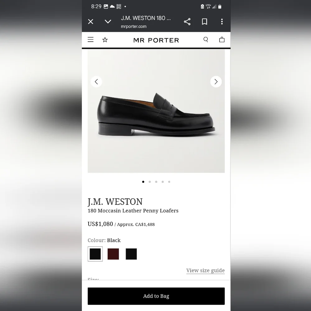 Classic J.M Weston Black Penny Loafers - Picture 12 of 16